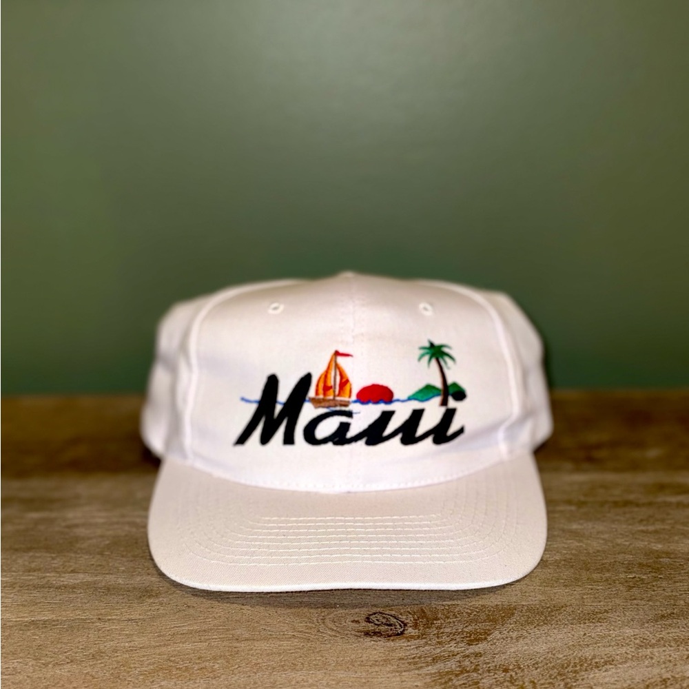 Vintage Maui White Snapback Hat